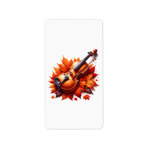 Etiqueta Violín en la cama de hojas