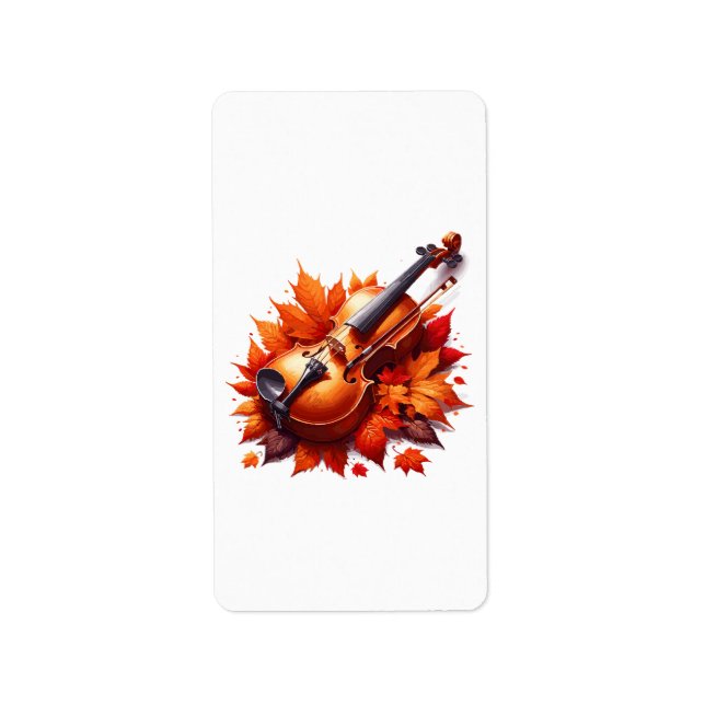 Etiqueta Violín en la cama de hojas (Frente)