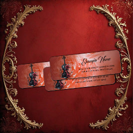 Etiqueta Violín negro gótico con rosas rojas