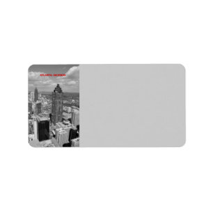 Etiqueta Vista aérea de Atlanta, Georgia en blanco y negro