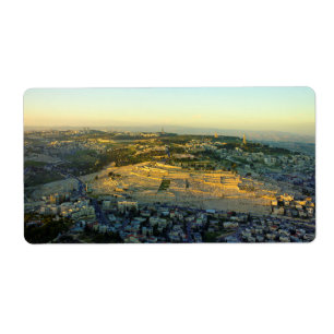 Etiqueta Vista aérea del Monte de los Olivos Jersalem Israe