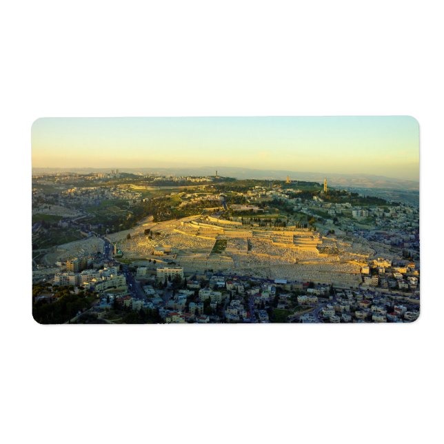 Etiqueta Vista aérea del Monte de los Olivos Jersalem Israe (Frente)