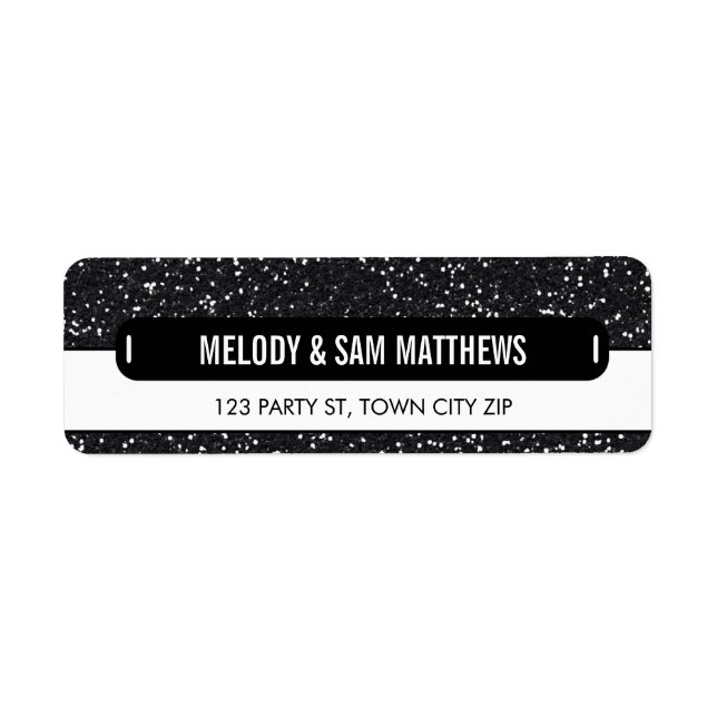 Etiqueta VOLVER DIRECCIÓN panel moderno purpurina brillante (Frente)