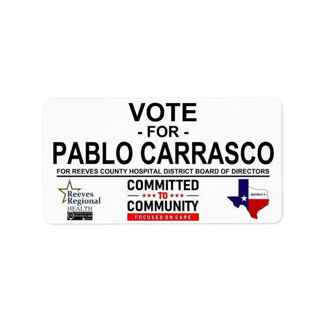 Etiqueta Votación por Pablo Carrasco (Frente)