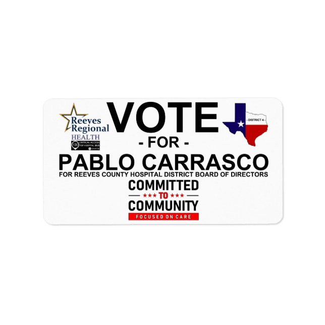 Etiqueta Votación por Pablo Carrasco (Frente)