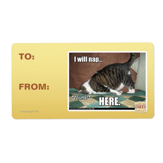 Etiqueta Voy a echarme una siesta aquí (Frente)