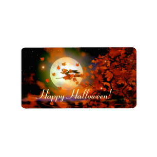 Etiqueta Vuelo de brujas de Halloween
