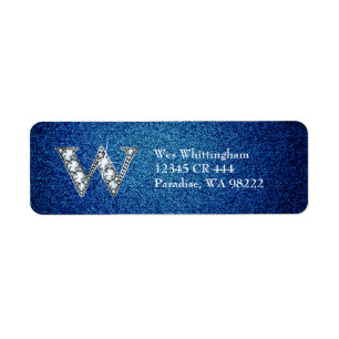 Etiqueta W Faux-"Diamond Bling" en Denim