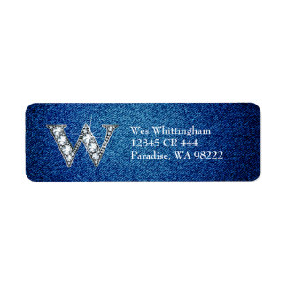 Etiqueta W Faux-"Diamond Bling" en Denim