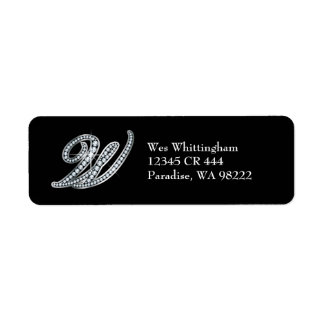 Etiqueta W Script Faux-"Diamond Bling"