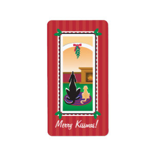 Etiqueta WagsToWishes_Merry Kissmas regalo envolvente