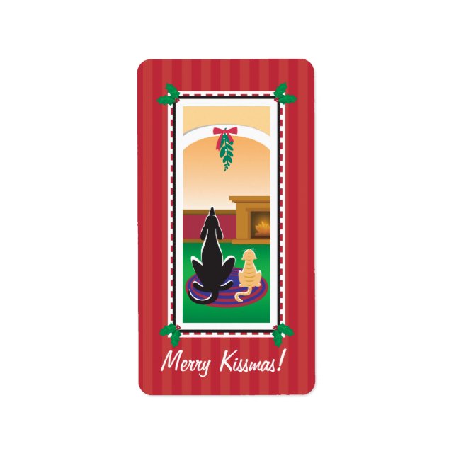 Etiqueta WagsToWishes_Merry Kissmas regalo envolvente (Frente)