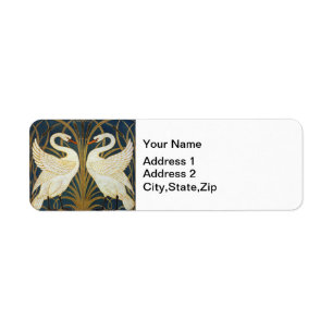 Etiqueta Walter Crane Cisne Vintage y Iris Arte Nouveau