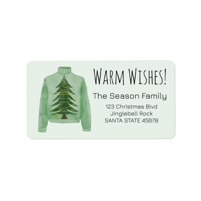 Etiqueta Warm Wishes Christmas Sweater Label (Frente)