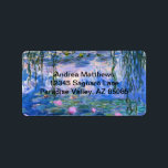 Etiqueta Water Lilies<br><div class="desc">Water Lilies es una serie de más de 200 pinturas al óleo del impresionista francés Claude Monet. Este cuadro, que se terminó en 1919, está decorado en tonos azules y rosas.</div>