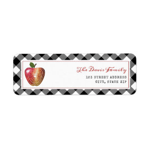 Etiqueta Watercolor Arte Popular Apple Plaid otoño