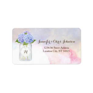 Etiqueta Watercolor Blue Hydrangeas Mason Jar Dirección