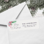 Etiqueta Watercolor Botanicals Merry Christmas Address<br><div class="desc">Botánicos de color de agua de invierno Foto de la etiqueta navideña de Feliz. Captura la esencia de la temporada con nuestra elegante tarjeta de Navidades acuáticos, que incluye un hermoso prospecto para un toque personal. Esta tarjeta de "Feliz Navidad" muestra un diseño sofisticado en colores neutros, lo que lo...</div>