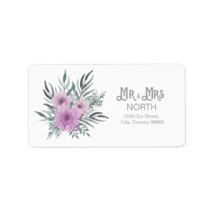 Etiqueta Watercolor Bouquet Boda Sr. y Sra. Lilac ID654