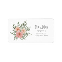 Etiqueta Watercolor Bouquet Wedding Mr and Mrs Blush ID654