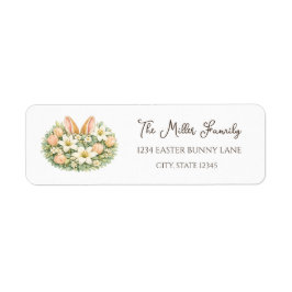 Etiqueta Watercolor Bunny Ears Floral Wreath Return Labels