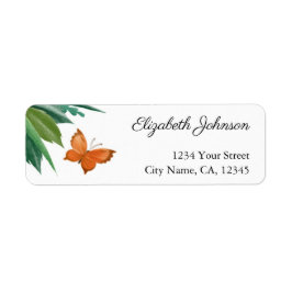 Etiqueta Watercolor Butterfly Foliage Return Address Labels