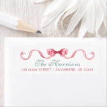 Watercolor Christmas Bow Return Address