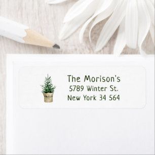 Etiqueta Watercolor Christmas tree boho style Label