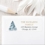 Etiqueta Watercolor Christmas tree snowing elegant<br><div class="desc">For more advanced customization of this design,  simply select the "Customize It" button above!</div>