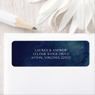 Etiqueta Watercolor Dark Blue Return Address Label