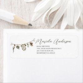 Etiqueta Watercolor Elegante Pequeña Ducha de bebé de Hunte