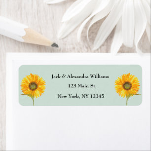 Etiqueta Watercolor Elegante Sunflower Boho Autumn Mint