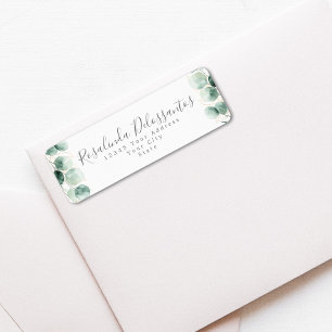 Etiqueta Watercolor Eucalyptus Greenery Gold Foliage