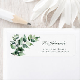 Etiqueta Watercolor Eucalyptus Wedding | White Address