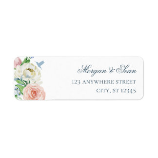 Etiqueta Watercolor Floral Hummingbird Return Address