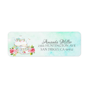 Etiqueta Watercolor Floral Tea Bridal Shower