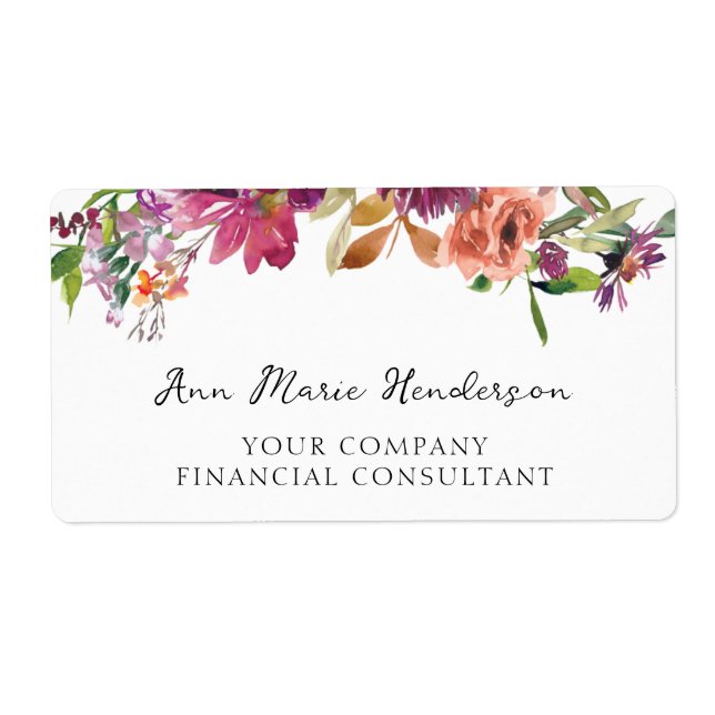 Etiqueta Watercolor Floral Wildflowers  (Frente)