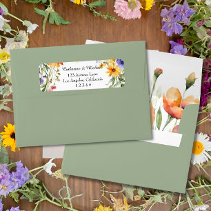 Etiqueta Watercolor Flores silvestres Jardín Boda Primaria