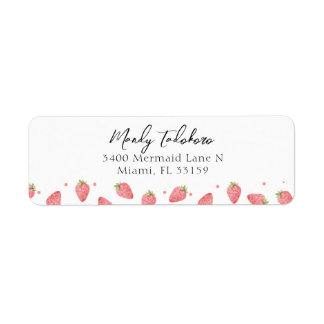 Etiqueta Watercolor Fresa Cumpleaños Berry Sweet Return