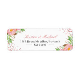 Etiqueta Watercolor Garden Botánico Rubor Pink Floral