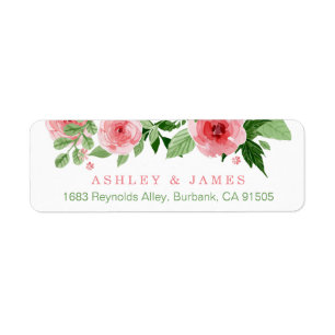 Etiqueta Watercolor Garden Rose Nature Flowers