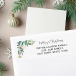 Etiqueta Watercolor Greenery Merry Christmas Return Address<br><div class="desc">Estos elegantes Navidades con etiquetas Return Address cuentan con fuentes de agua y bayas doradas. Personalizable fácil. Utilice la Herramienta de diseño para cambiar el tamaño, estilo o color del texto. A medida que creamos nuestra obra de arte no encontrarás esta imagen exacta de otros diseñadores. Acuarela original © Michele...</div>