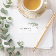 Watercolor Greenery Wedding Return Address