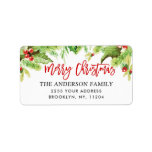 Etiqueta Watercolor Holly Berry Christmas Return Address<br><div class="desc">Watercolor Holly Berry Christmas Return Address label.</div>