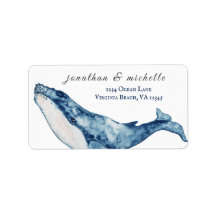 Watercolor Humpback Whale Nautical Beach Dirección