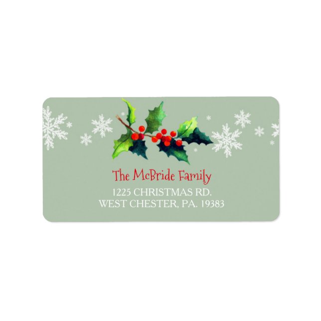 Etiqueta Watercolor Merry Berry Holiday (Frente)