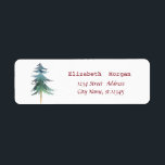 Etiqueta Watercolor Pine Tree Merry Christmas<br><div class="desc">Watercolor pine tree on a white background. An elegant and sophisticated design. Customize with your name and address.</div>
