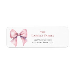Etiqueta Watercolor Pink Bow Return Address Labels