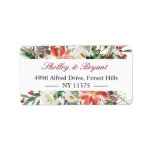 Etiqueta Watercolor Poinsettia Holly Berry Ivory Floral<br><div class="desc">Watercolor Poinsettia Holly Berry Ivory Floral Holiday Season Address Label. 
(1) For further customization,  please click the "customize further" link and use our design tool to modify this template. 
(2) If you need help or matching items,  please contact me.</div>