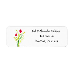 Etiqueta Watercolor Poppies Red Moda Floral Return Address